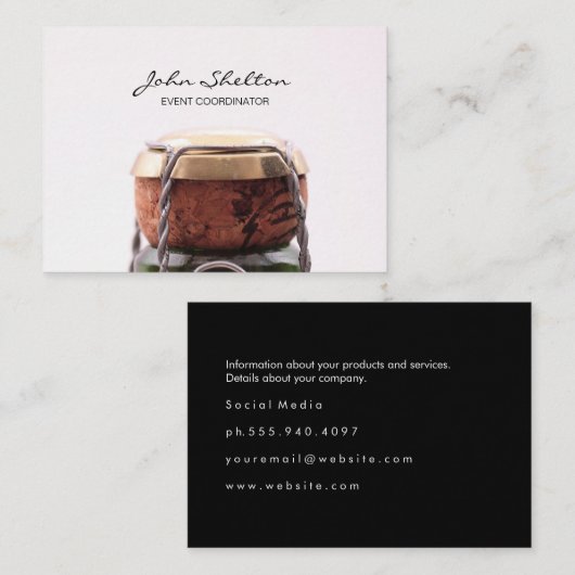 Fles viering Champagne Visitekaartje (Voorkant / Achterkant)