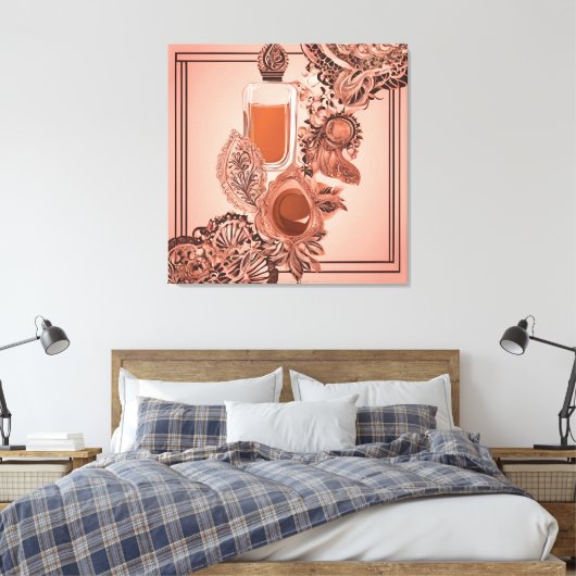 Fles vintage parfum perzik AI-kunst  Canvas Afdruk (Insitu (Slaapkamer))