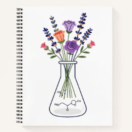 Fles voor botanische chemie met lavendel en roos A Notitieboek