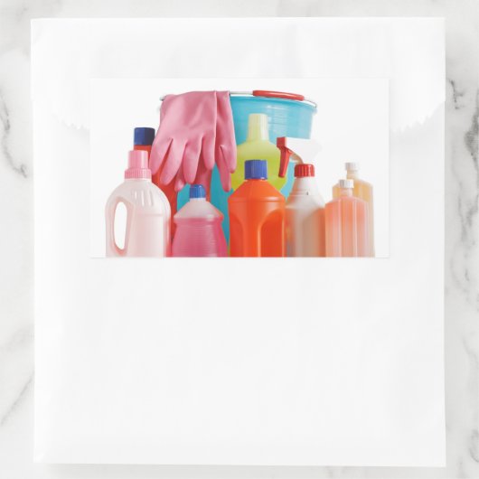 Fles wasmiddel en emmer rechthoekige sticker (Tas)