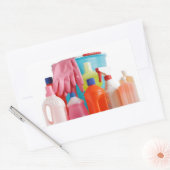 Fles wasmiddel en emmer rechthoekige sticker (Envelop)