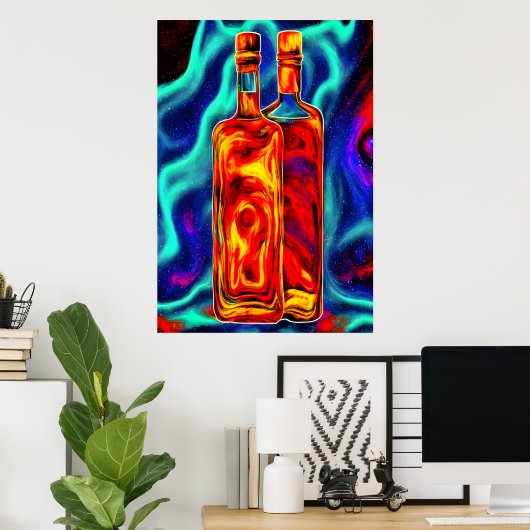Fles whiskey | AI Art Poster (Thuiskantoor)