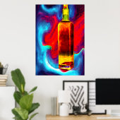 Fles whisky, kleurrijke achtergrond | AI Art. Poster (Thuiskantoor)