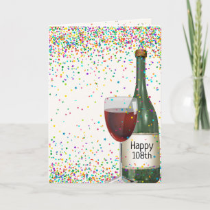 Fles wijn voor 108e verjaardag kaart