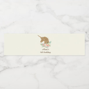 Flesetiket Eenhoorn Glitter Verjaardag Waterfles Etiket