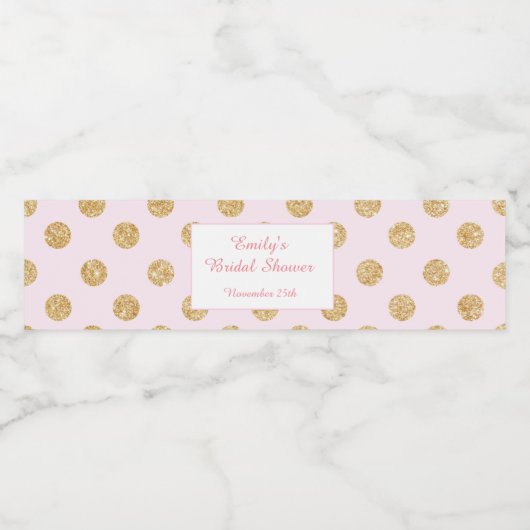 Flesetiket Glitter Gold Blush Roze Vrijgezellenfee Waterfles Etiket (Enkel label)
