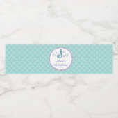 Flesetiket Zeemeermin Paarse Blauwgroen Verjaardag Waterfles Etiket (Enkel label)