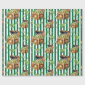 Flesgroene gestreepte schatkist St.Patrick's Day Cadeaupapier (Vlak)
