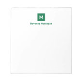 Flesgroene moderne chic trendy monogram naam notitieblok (Voorkant)