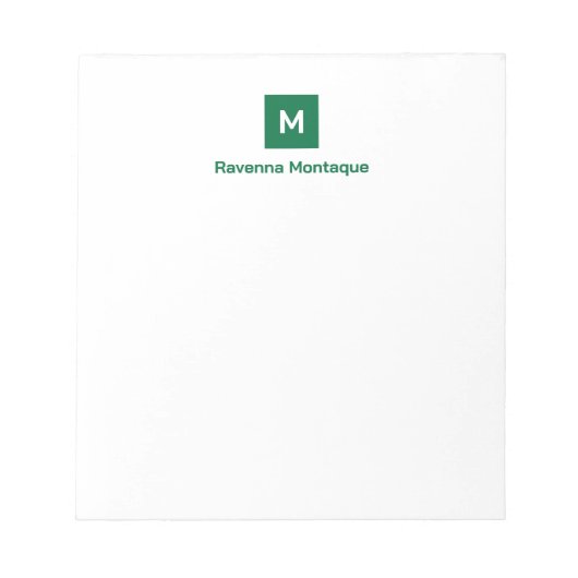 Flesgroene moderne chic trendy monogramnaam  notitieblok (Voorkant)