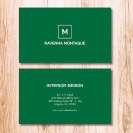 Flesgroene Moderne Elegante Eenvoudige Monogram Na Visitekaartje