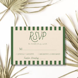 Flesgroene Strepen Retro Minimalistische Trouw RSVP Kaartje