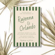 Flesgroene Strepen Retro Minimalistische Trouwdag