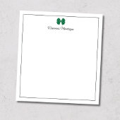 Flesgroene strik rand schrift aangepaste naam schr notitieblok
