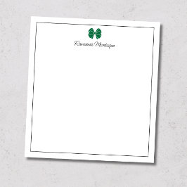 Flesgroene strik rand schrift aangepaste naam schr notitieblok