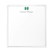 Flesgroene strik rand schrift aangepaste naam schr notitieblok (Voorkant)