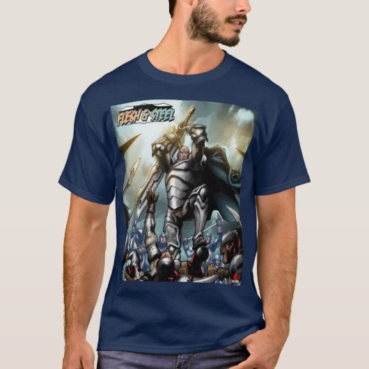 Flesh and Steel V1 design navy klassiek t-shirt (Voorkant)