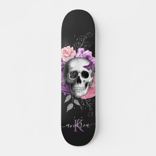  flesje Botanische bladeren Naam Monogram Persoonlijk Skateboard (Voorkant)