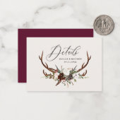 flesje floral stag barn bruiloft details notitiekaartje (Voorkant / Achterkant in situ)