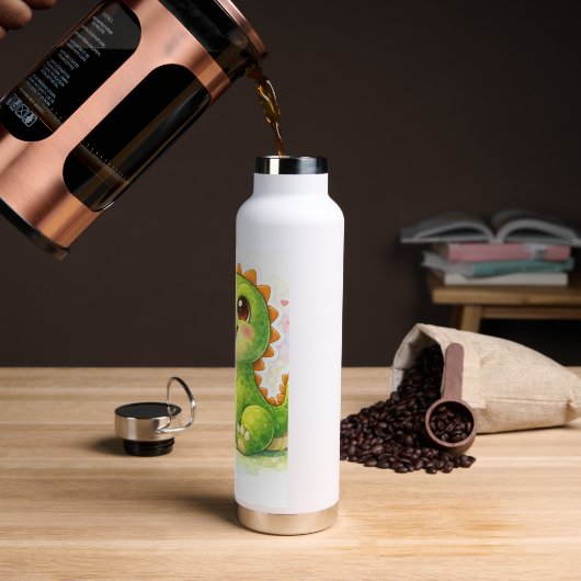 Flesje met leuk design van een dinosaurus waterfles (Koffie)