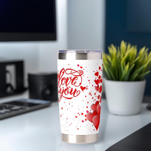 Flesje met liefdesboodschap geïsoleerde drinkbeker