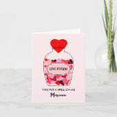 Flesje met liefdesdrank van harten aangepaste Vale Feestdagen Kaart (Voorkant)