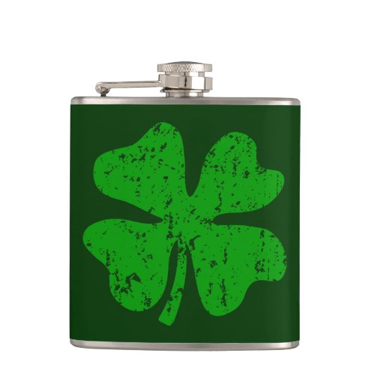 flesje van St. Patrick's Day met groene gesteentj Heupfles (Voorkant)
