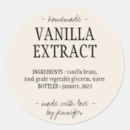 Flesje vanille-extract Hommomade drank Crème ivoor Ronde Sticker