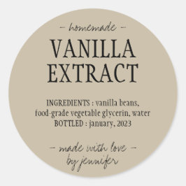 Flesje vanille-extract zelfgemaakte drank salie ronde sticker