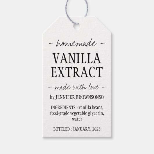 Flesje vanille-extract zelfgemaakte merk cadeaulabel (Voorkant)