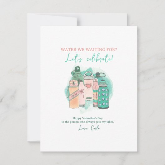Flesje Water Grappige Valentijnskaart Vakantiekaar Feestdagenkaart (Voorkant)