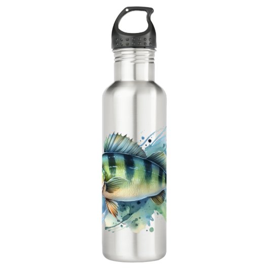 Flesje - Waterverf Serie: Perch Waterfles (Voorkant)