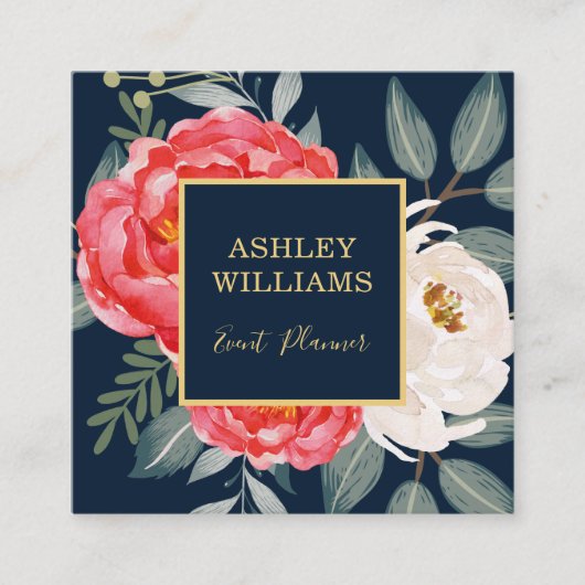  flesje/zeemoud rood goud vierkante visitekaartje (Voorkant)