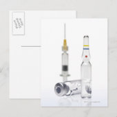 Flesjes die geneeskunde voor injecties bevatten en briefkaart (Voorkant / Achterkant)