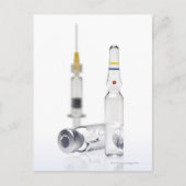 Flesjes die geneeskunde voor injecties bevatten en briefkaart (Voorkant)