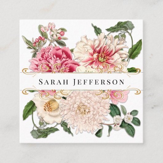  flesjes Elegant Gold Swirl White Vierkante Visitekaartje (Voorkant)