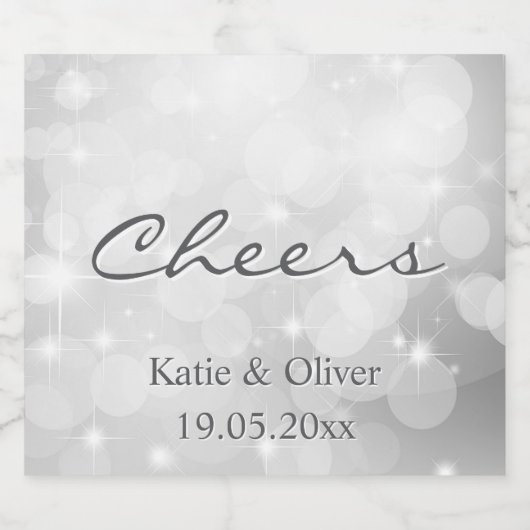 Flesjes etiketten - Celebration Silver Sparkle (Enkel label)