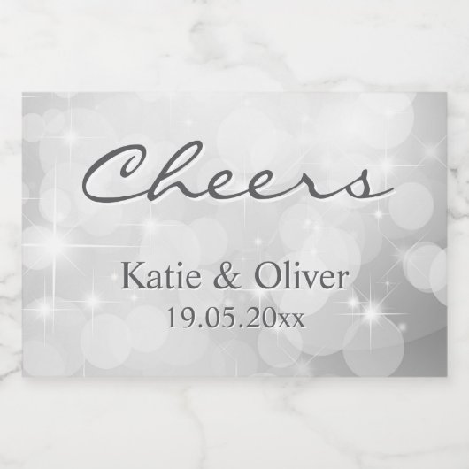 Flesjes etiketten - Celebration Silver Sparkle (Enkel label)