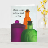 Flesjes Halloween Kaart (Gele Bloem)