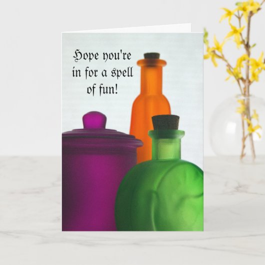 Flesjes Halloween Kaart (Gele Bloem)