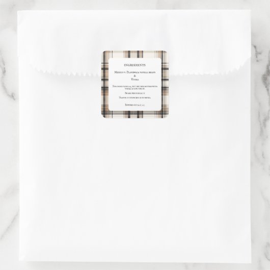 Flesjes met zelfgemaakte vanille-extract ingrediën vierkante sticker (Tas)