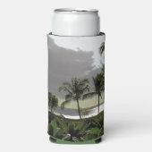 FLESKOELER/PALMBOMEN EN ZILVERACHTIGE OCEAAN BIJ S SELTZER BLIKJESKOELER (Seltzer Voorkant)