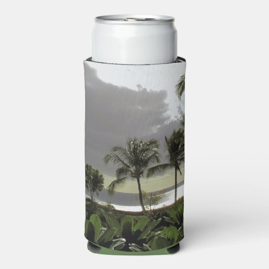 FLESKOELER/PALMBOMEN EN ZILVERACHTIGE OCEAAN BIJ S SELTZER BLIKJESKOELER (Seltzer Voorkant)