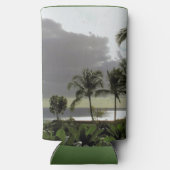 FLESKOELER/PALMBOMEN EN ZILVERACHTIGE OCEAAN BIJ S SELTZER BLIKJESKOELER (Achterkant)