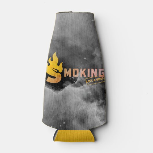Fleskoeler Rookt Als Een Baas BBQ Grappig Flesjeskoeler (Voorkant)