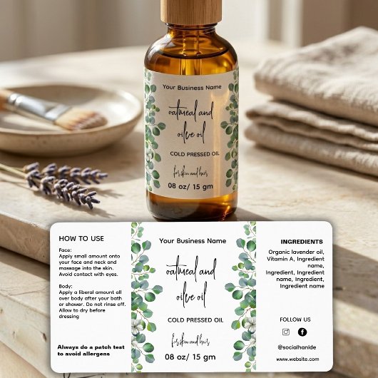 Fleslabel voor etherische eucalyptusolie etiket