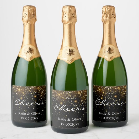 Fleslabels - Celebration Gold Glitter Sparkling Wijnetiket (Flessen)