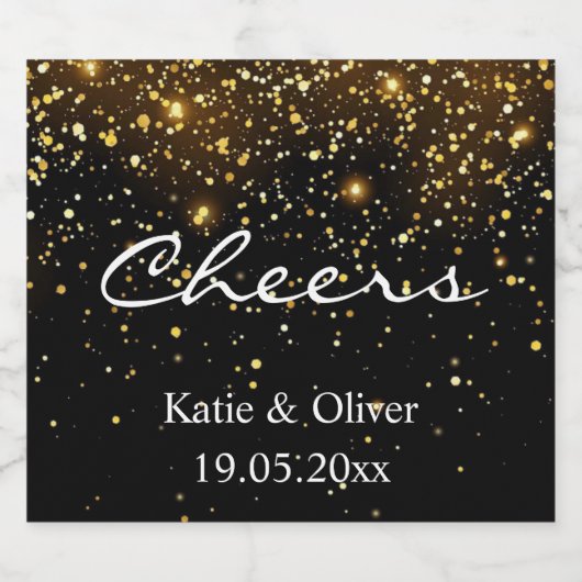 Fleslabels - Celebration Gold Glitter Sparkling Wijnetiket (Enkel label)