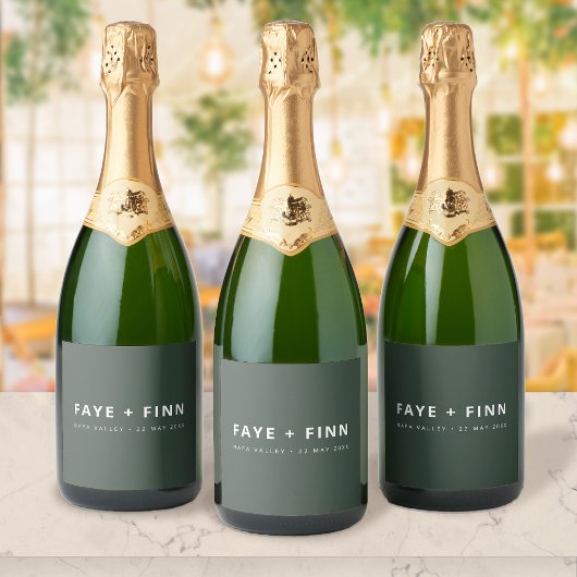 Fleslabels Huwelijk | Scandi Champagne Label Sparkling Wijnetiket