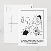 Flesopener blessure cartoon. Grappig Briefkaart (Voorkant / Achterkant)